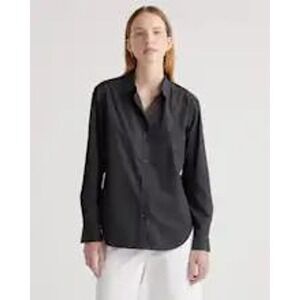 Quince women's 100%‎ Organic Cotton Poplin Long Sleeve Shirt Black Size Small